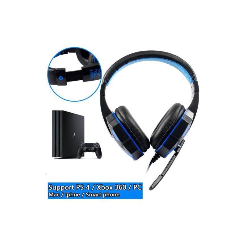 Wired Gaming Headset Headphone for PS4 Xbox One Nintend Switch iPad PC blue