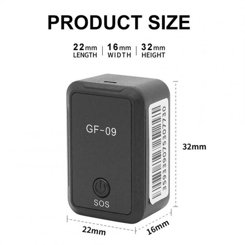 Gf09 Magnetic Micro Car Locator GPS Real Time Tracking Positioning Device App Remote Recording Device Black