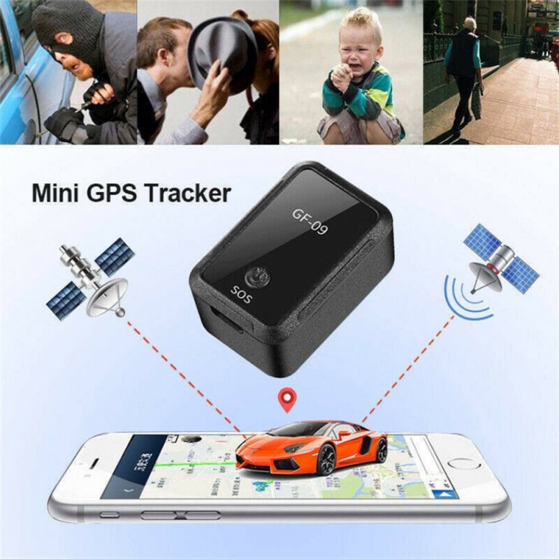 Gf09 Magnetic Micro Car Locator GPS Real Time Tracking Positioning Device App Remote Recording Device Black