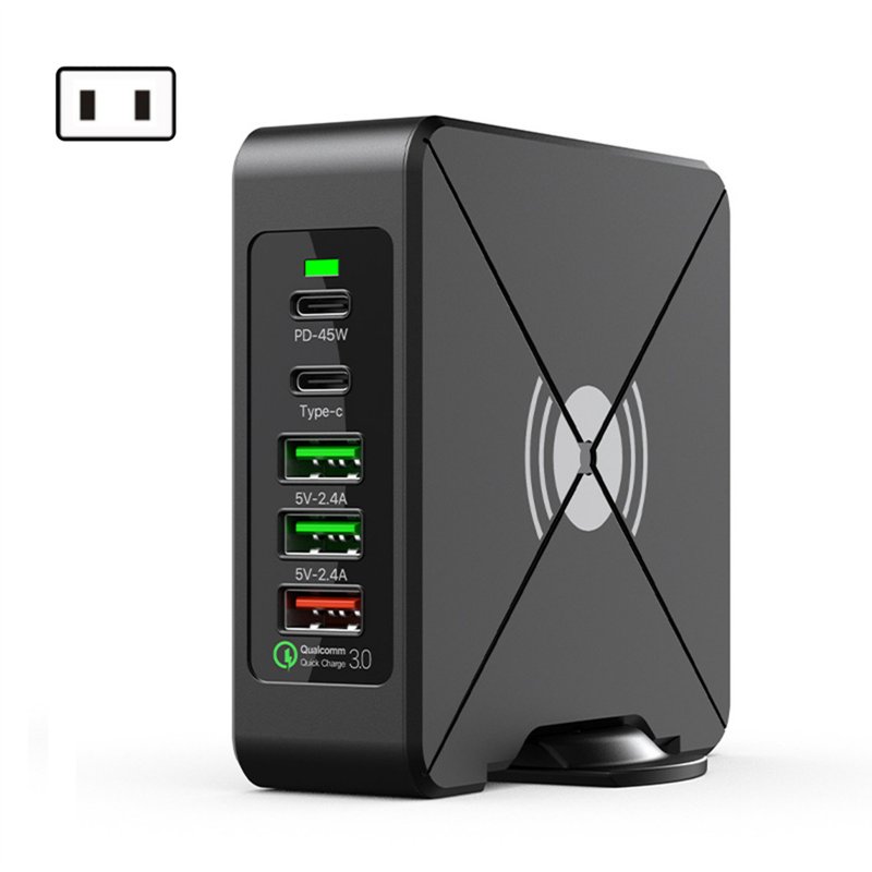 5-in-1 USB Hub 75W Multiport USB Charging Station Hub Adapter PD USB Splitter QC3.0 Fast Charging Rotation Stand US Plug