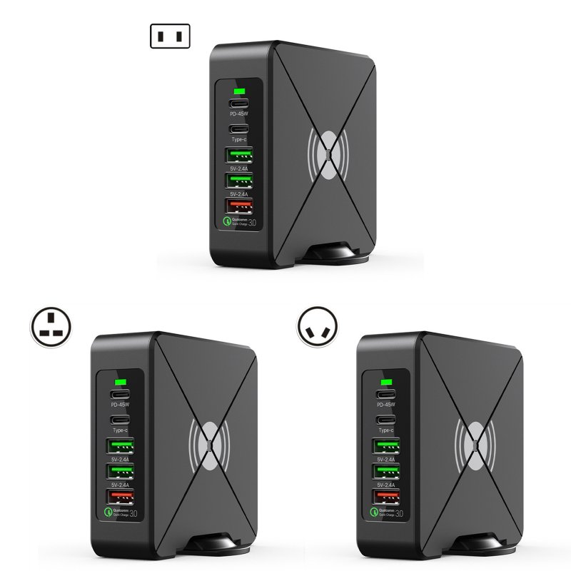5-in-1 USB Hub 75W Multiport USB Charging Station Hub Adapter PD USB Splitter QC3.0 Fast Charging Rotation Stand US Plug