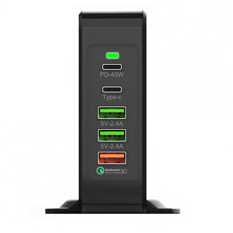 5-in-1 USB Hub 75W Multiport USB Charging Station Hub Adapter PD USB Splitter QC3.0 Fast Charging Rotation Stand US Plug