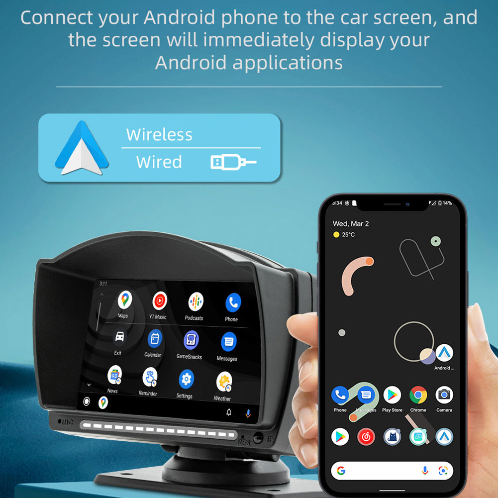 Car Radio MP5 Player Wireless Compatible for Android AUTO/IOS CarPlay 4.7 Inch IPS Screen V5.0 Hands-free Calling