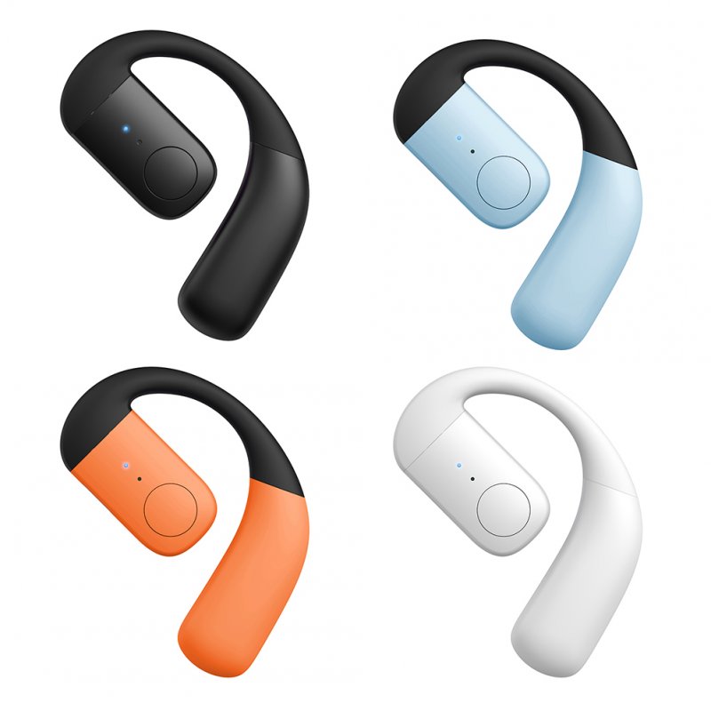 Wireless Earbuds Noise Canceling Open Ear Headset Air Conduction 180°Adjustable Earbuds with Battery Time 30 Hours Orange